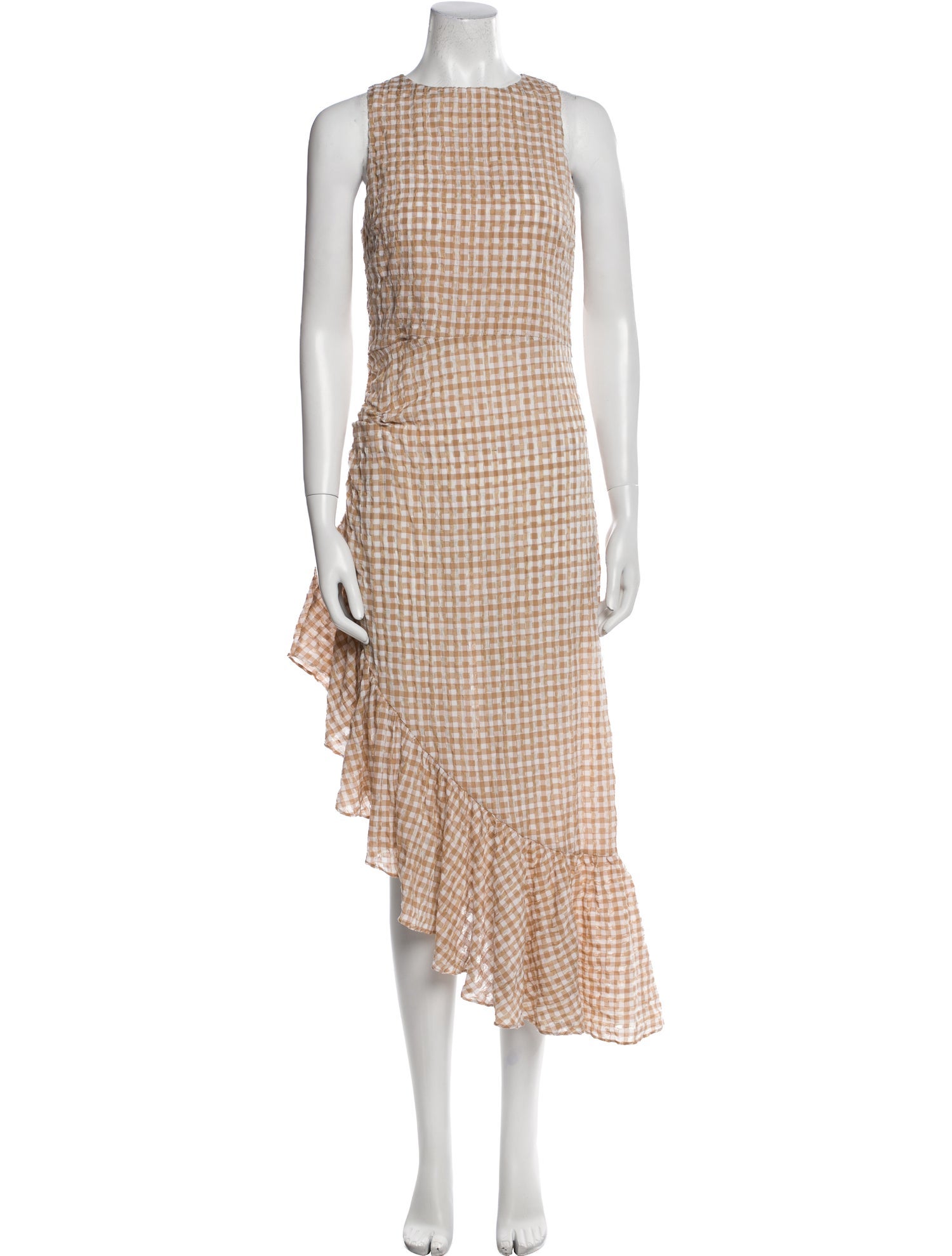 MISA Los Angeles Plaid Print Midi Length Dress