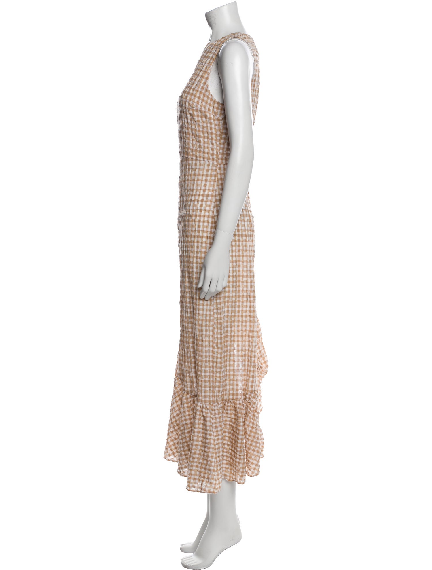 MISA Los Angeles Plaid Print Midi Length Dress