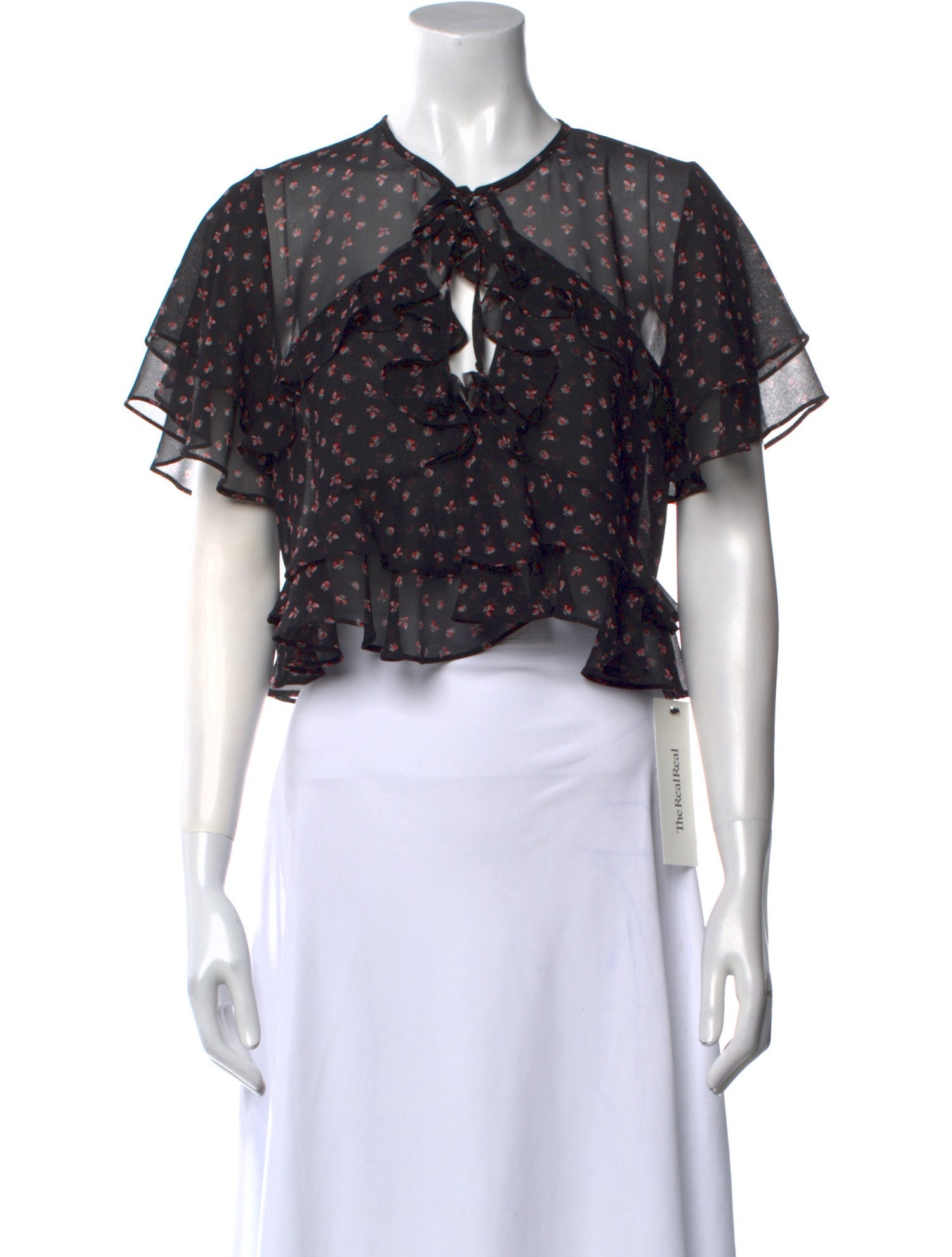 MISA Los Angeles Floral Print V-Neck Crop Top