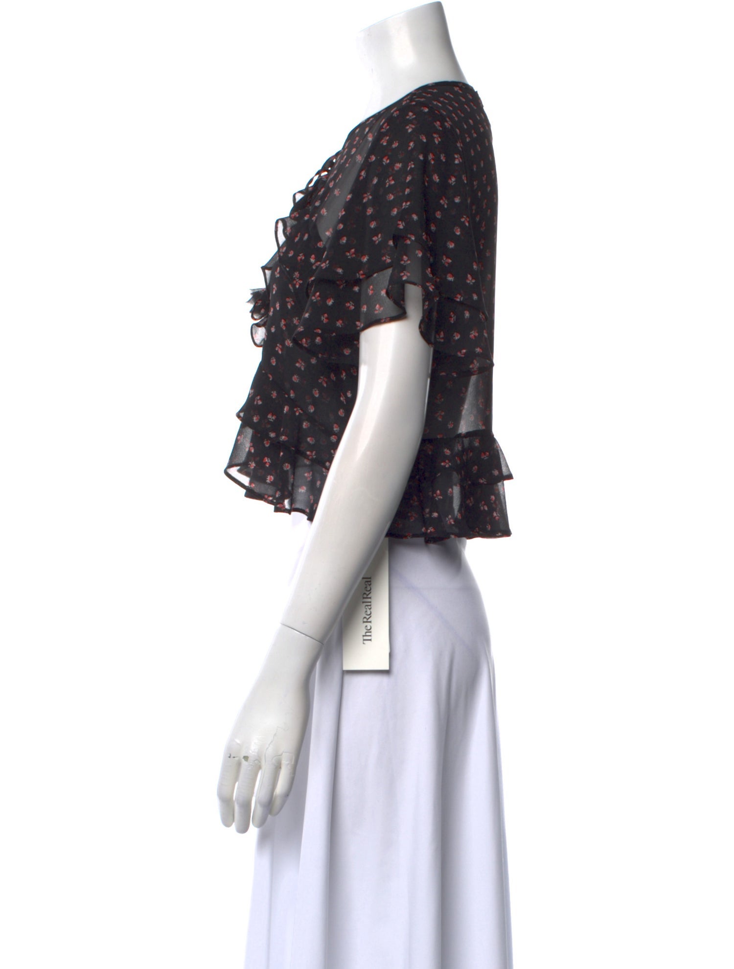 MISA Los Angeles Floral Print V-Neck Crop Top