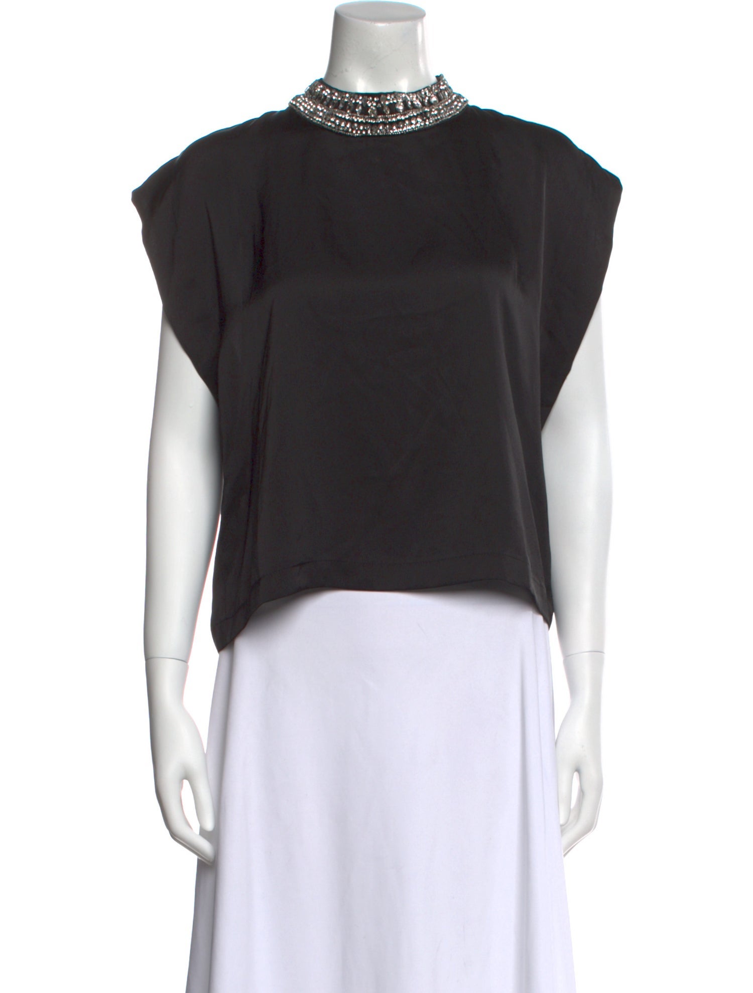 MISA Los Angeles Mock Neck Short Sleeve Crop Top