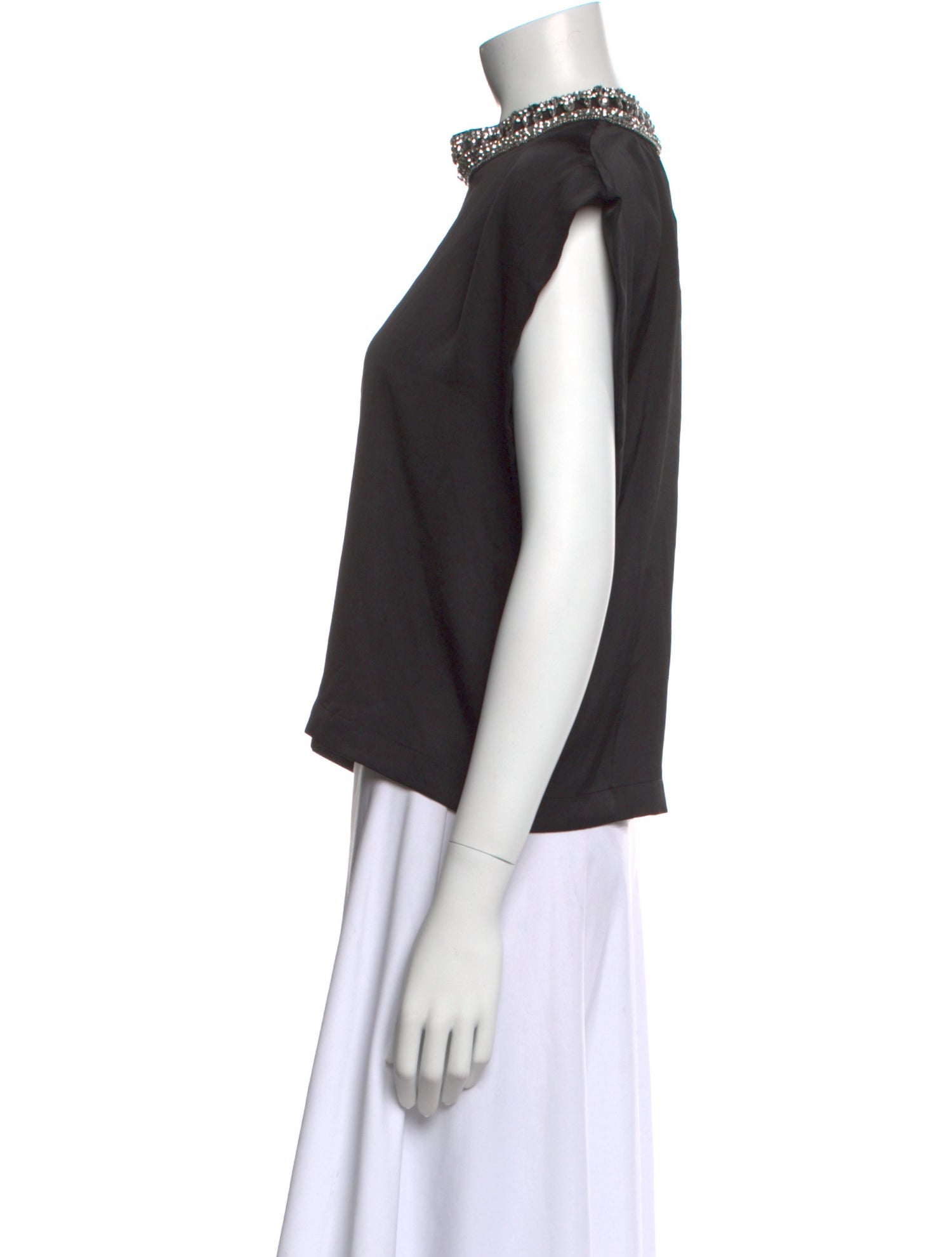 MISA Los Angeles Mock Neck Short Sleeve Crop Top