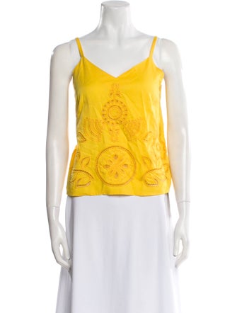 MISA Los Angeles Lace Pattern V-Neck Top