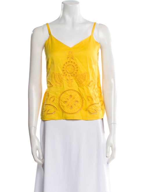 MISA Los Angeles Lace Pattern V-Neck Top