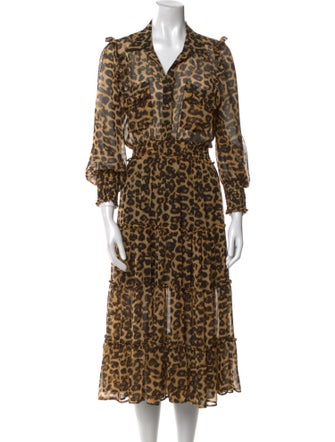 MISA Los Angeles Animal Print Midi Length Dress