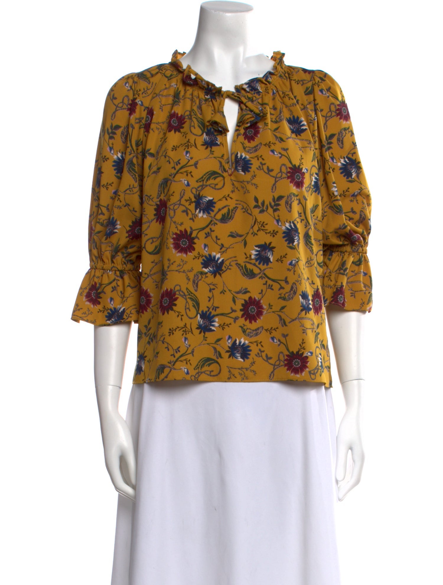 MISA Los Angeles Floral Print V-Neck Blouse