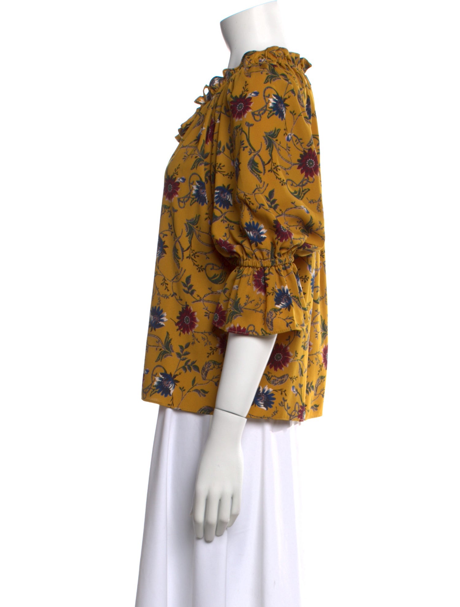 MISA Los Angeles Floral Print V-Neck Blouse