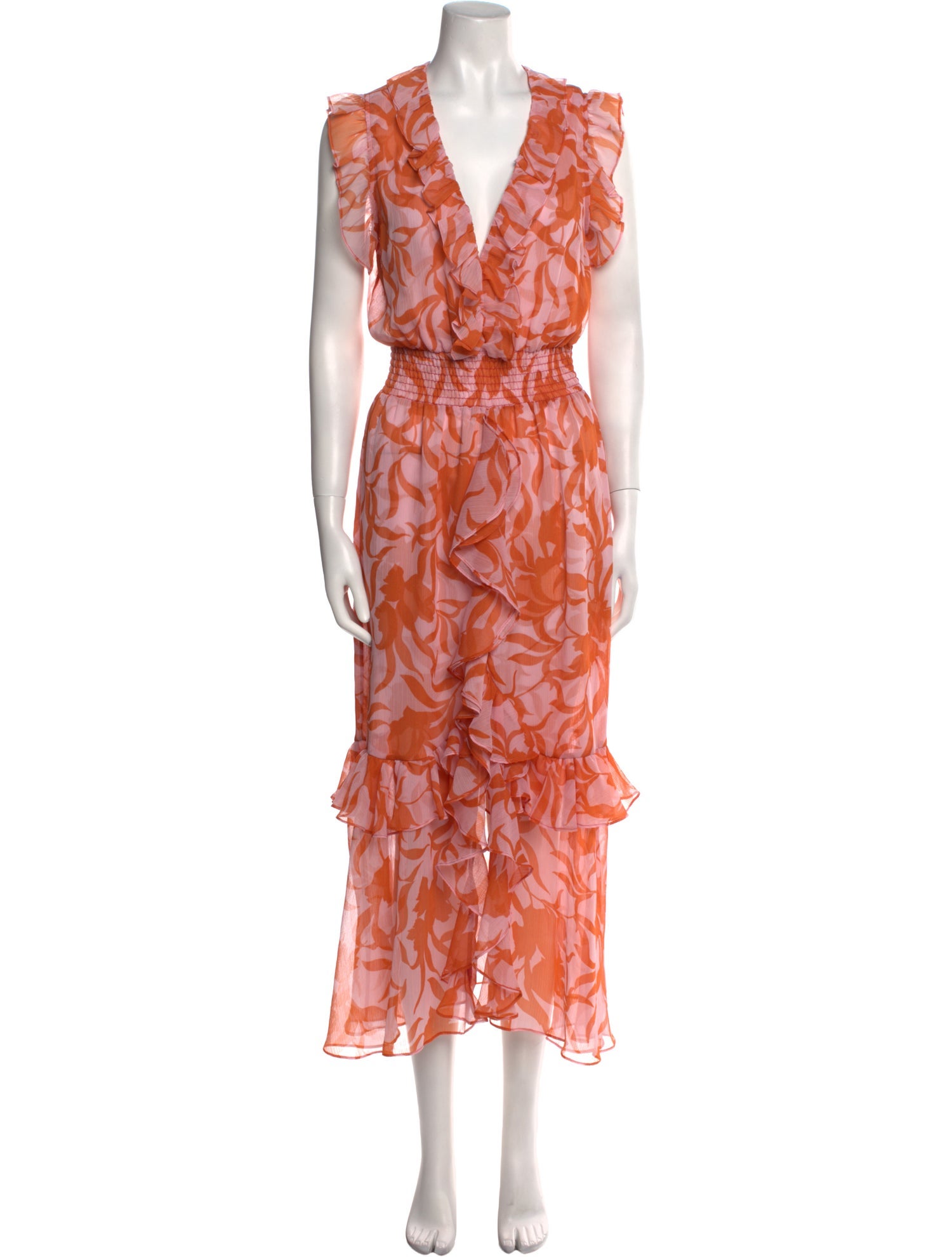 MISA Los Angeles Floral Print Midi Length Dress