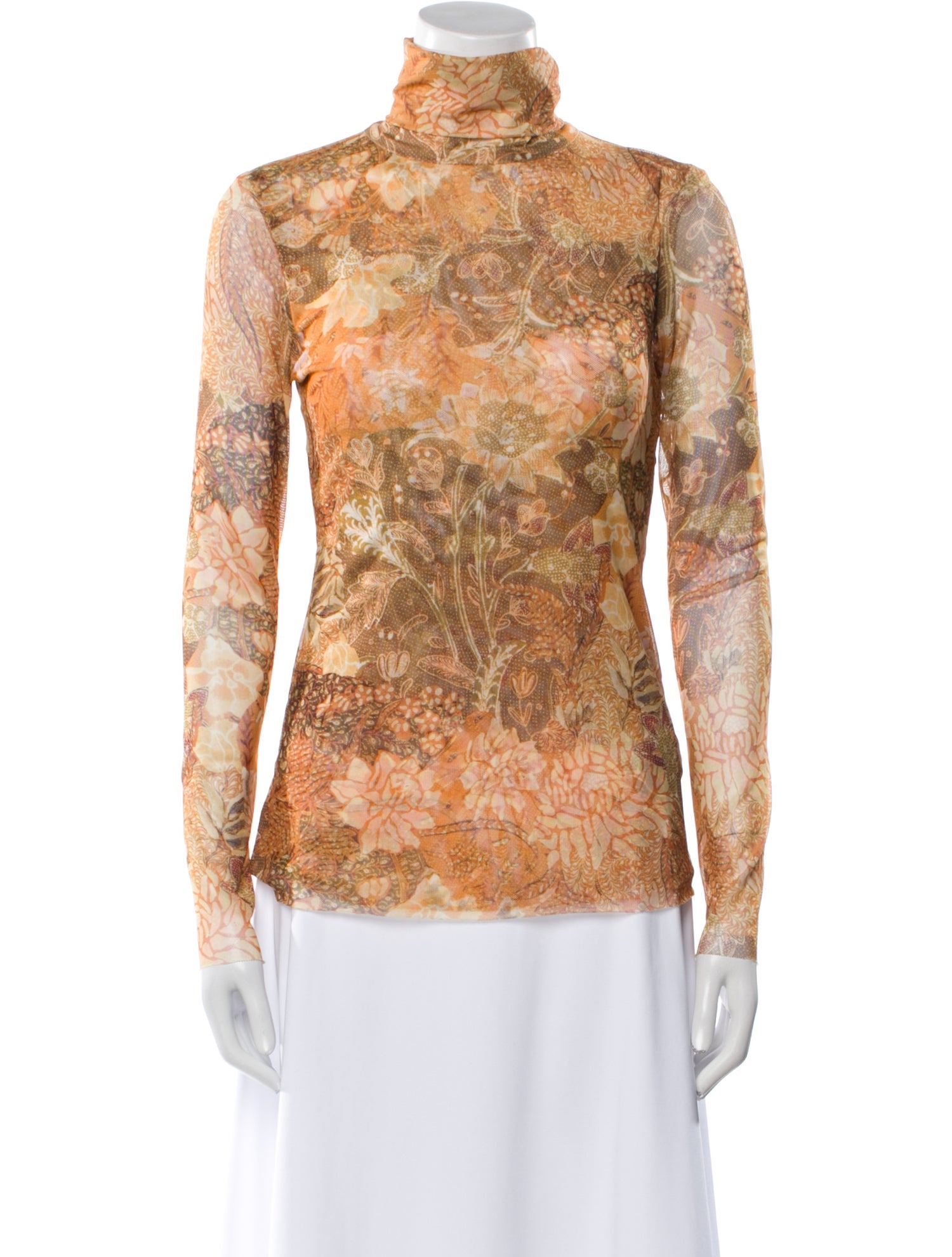 MISA Los Angeles Floral Print Turtleneck Blouse