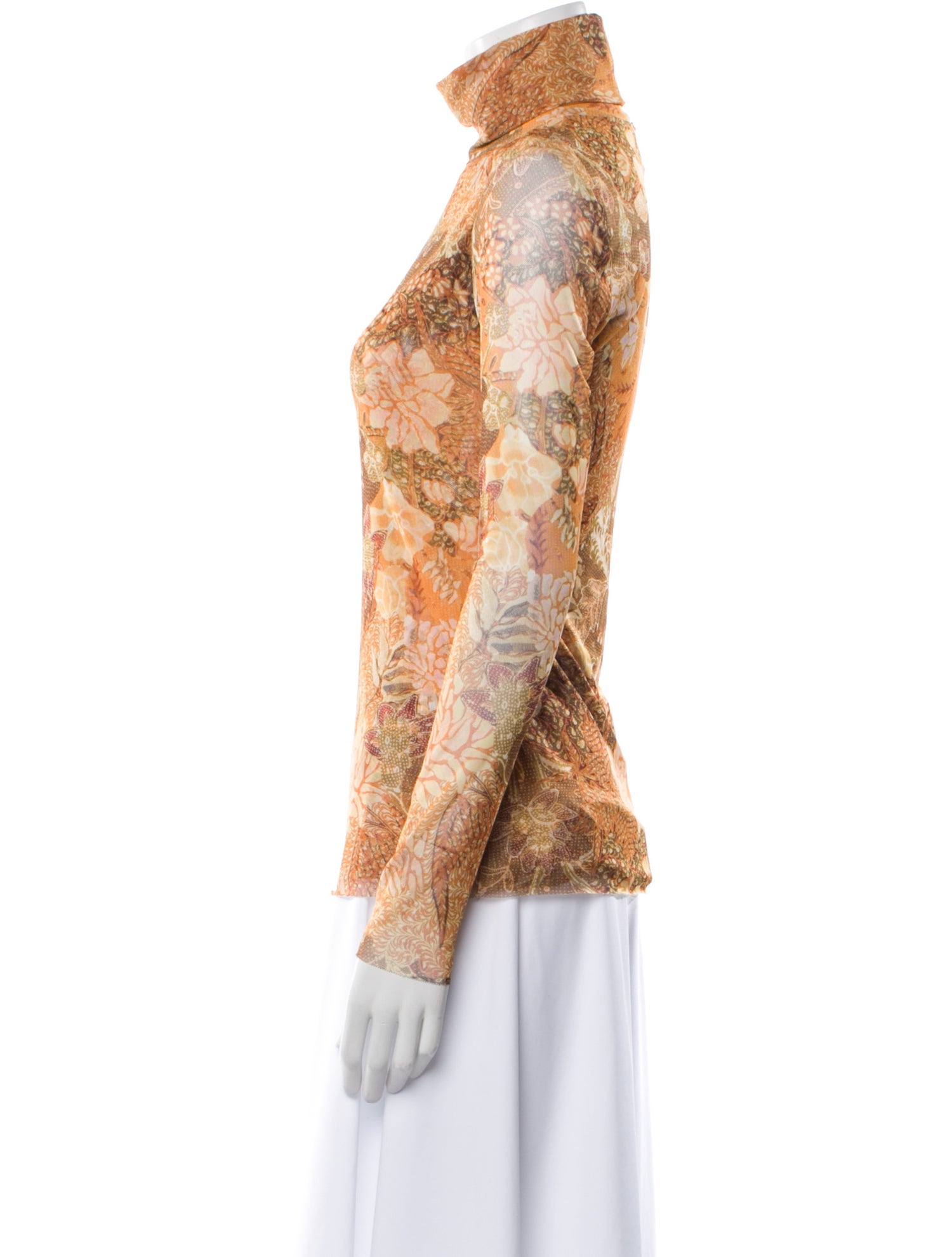 MISA Los Angeles Floral Print Turtleneck Blouse