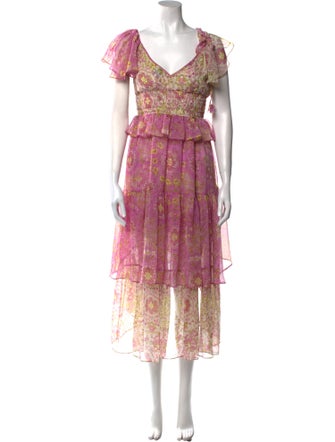 MISA Los Angeles Floral Print Midi Length Dress