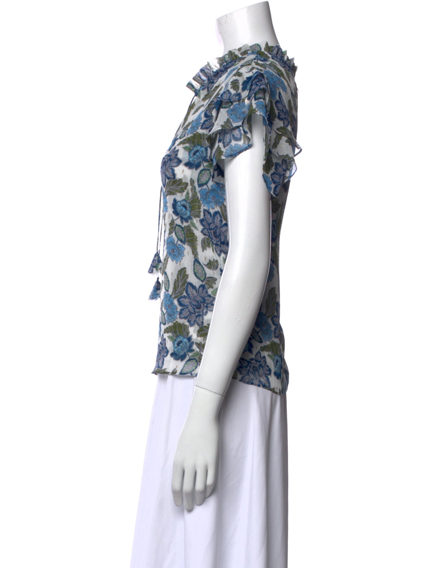 MISA Los Angeles Floral Print V-Neck Top