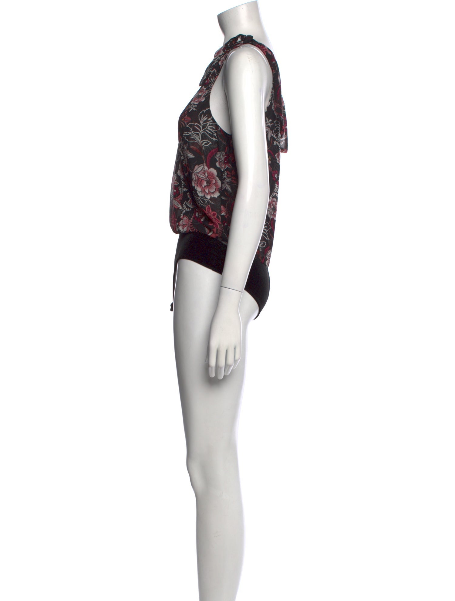 MISA Los Angeles Floral Print V-Neck Bodysuit