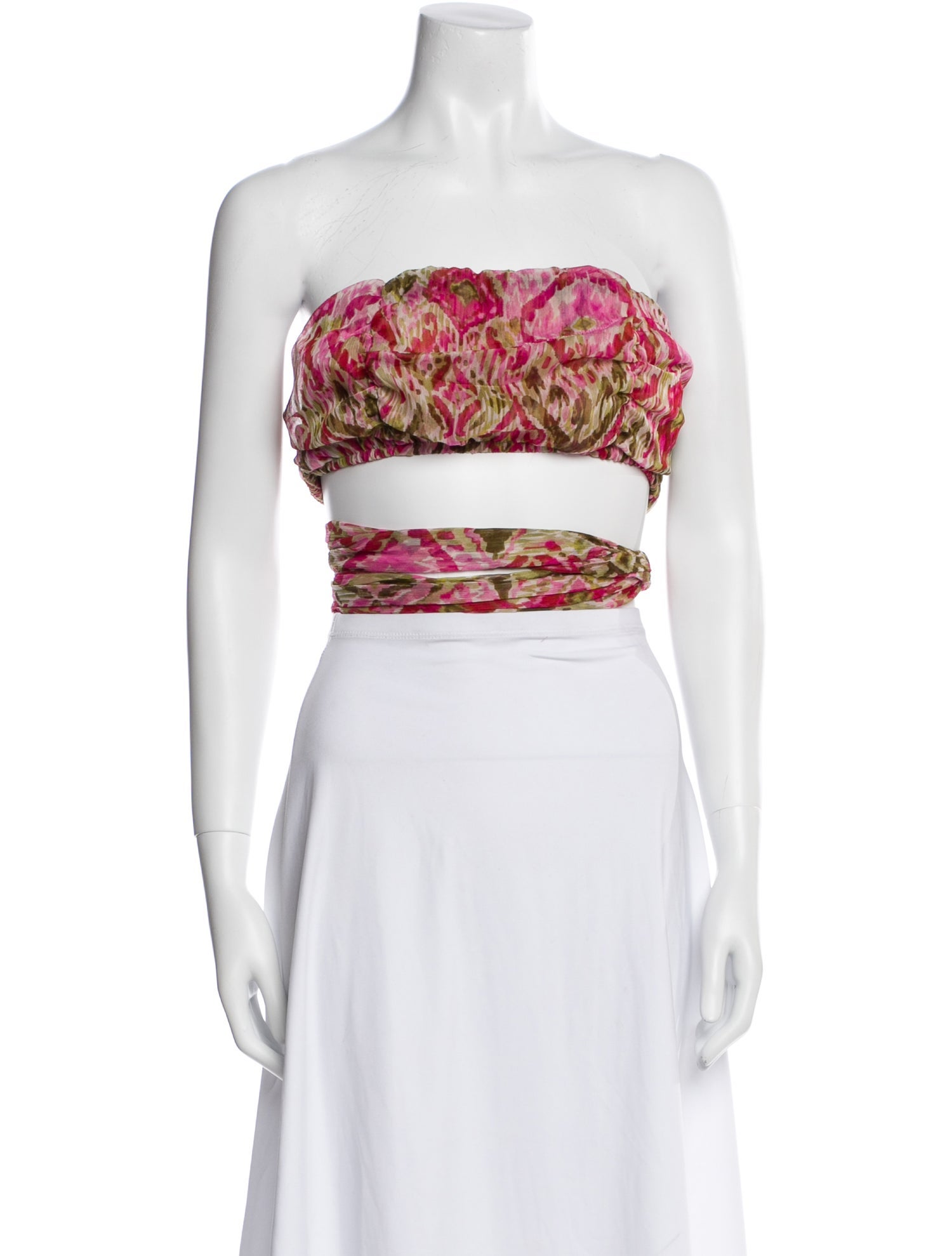 MISA Los Angeles Floral Print Strapless Crop Top w/ Tags