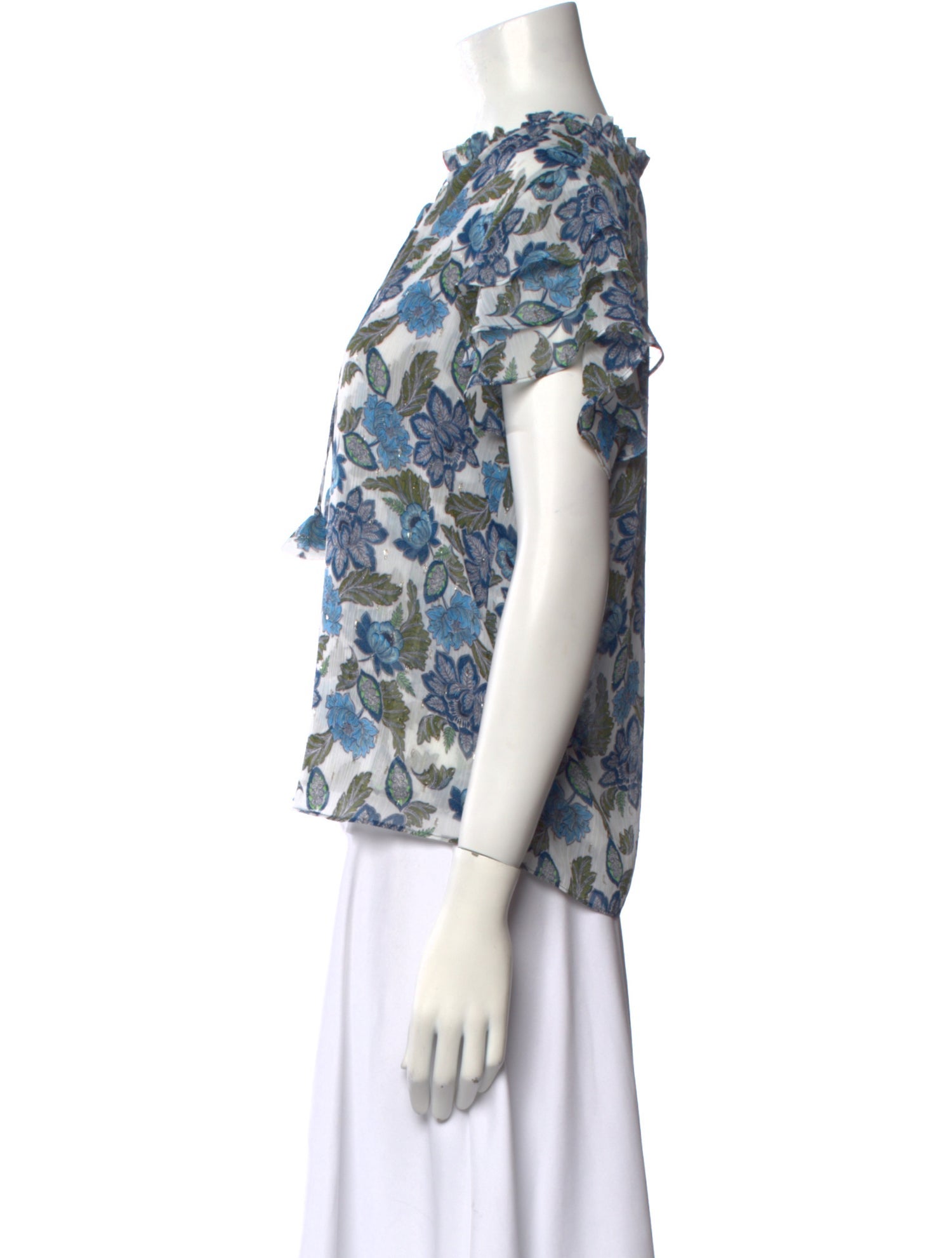 MISA Los Angeles Printed V-Neck Blouse