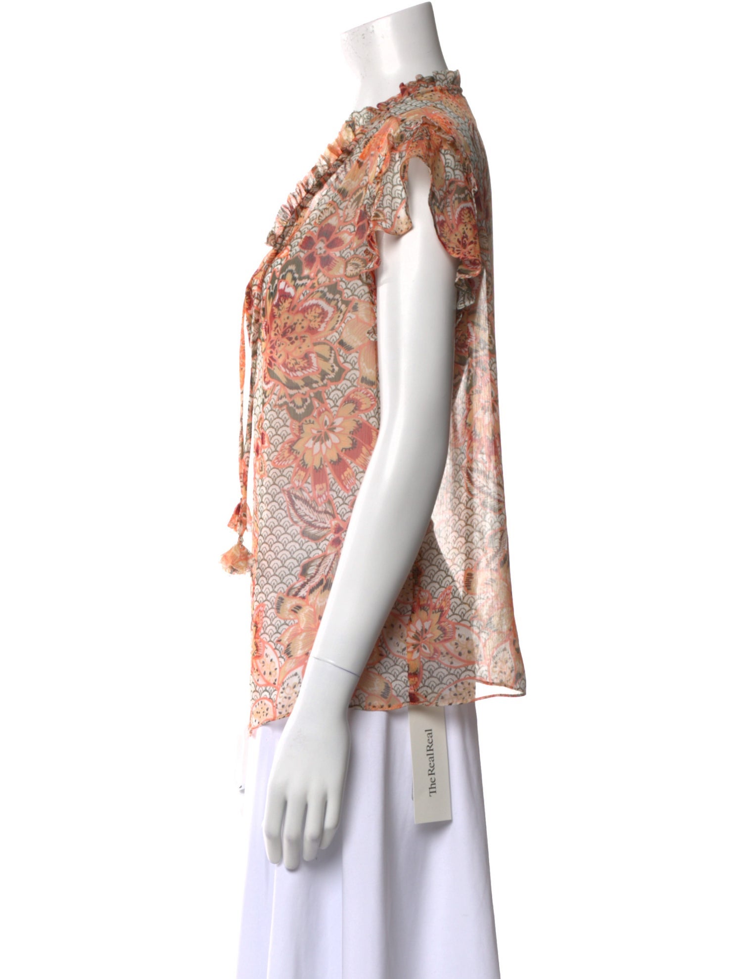 MISA Los Angeles Printed V-Neck Blouse