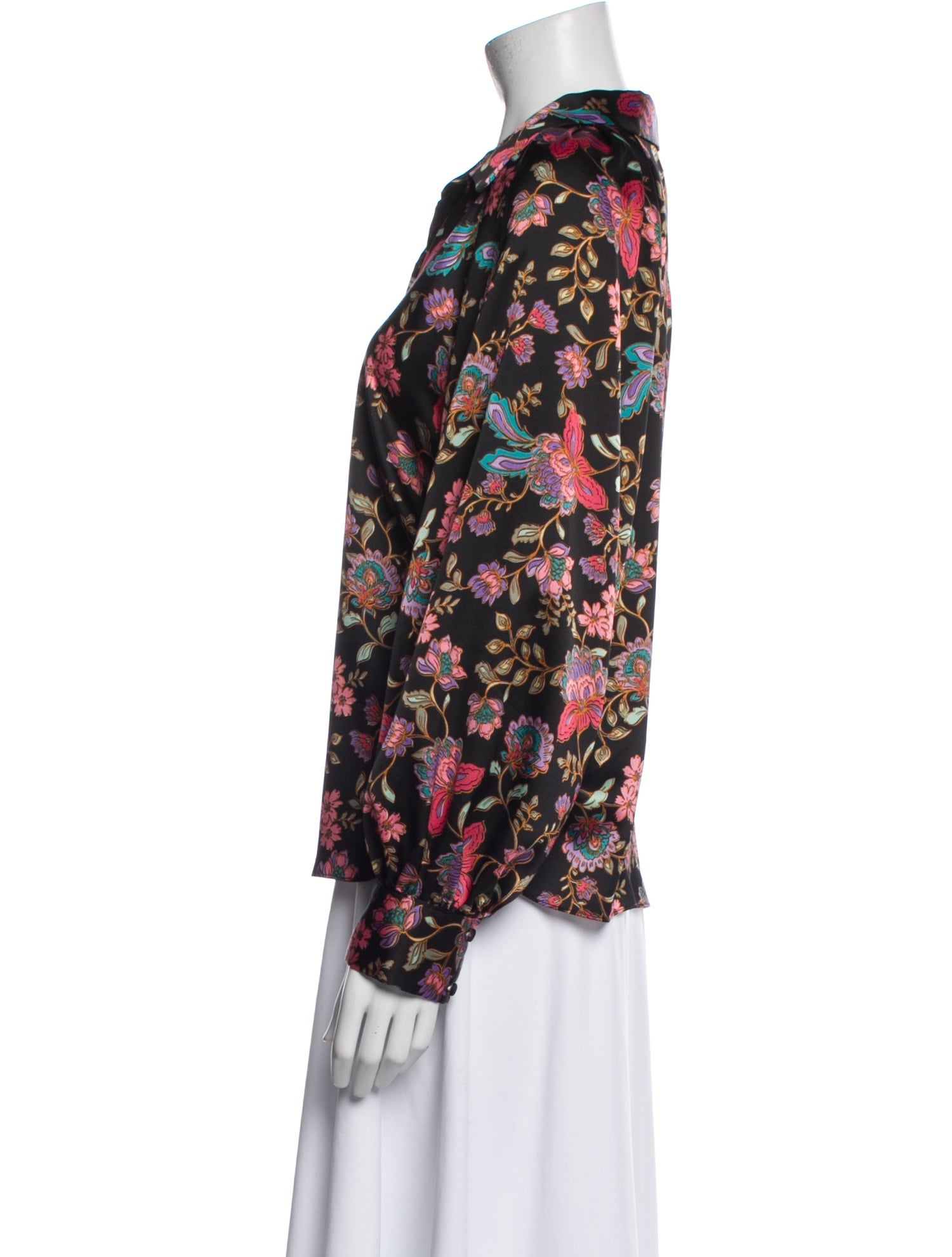 MISA Los Angeles Floral Print V-Neck Blouse