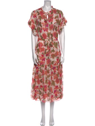 MISA Los Angeles Floral Print Midi Length Dress