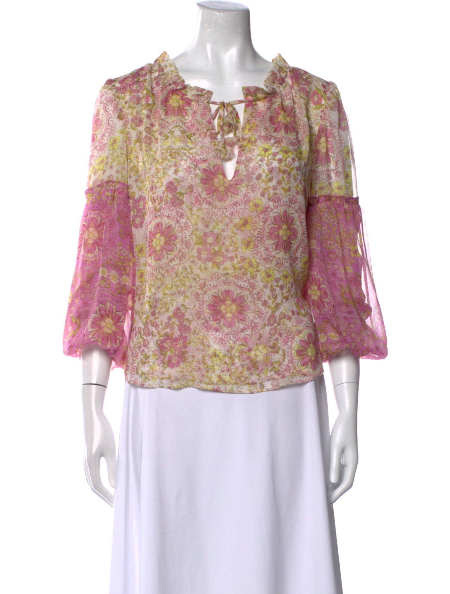 MISA Los Angeles Floral Print Square Neckline Blouse