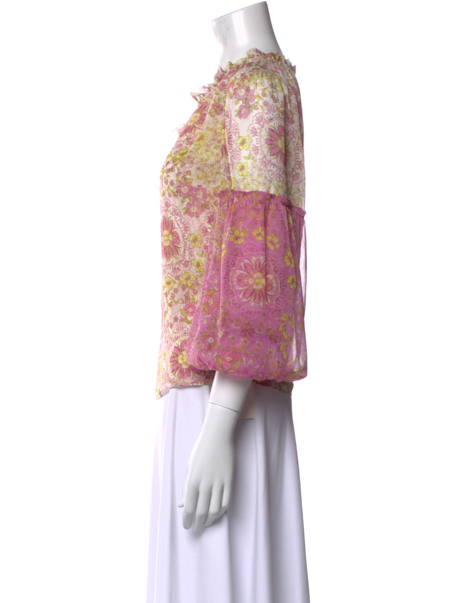 MISA Los Angeles Floral Print Square Neckline Blouse