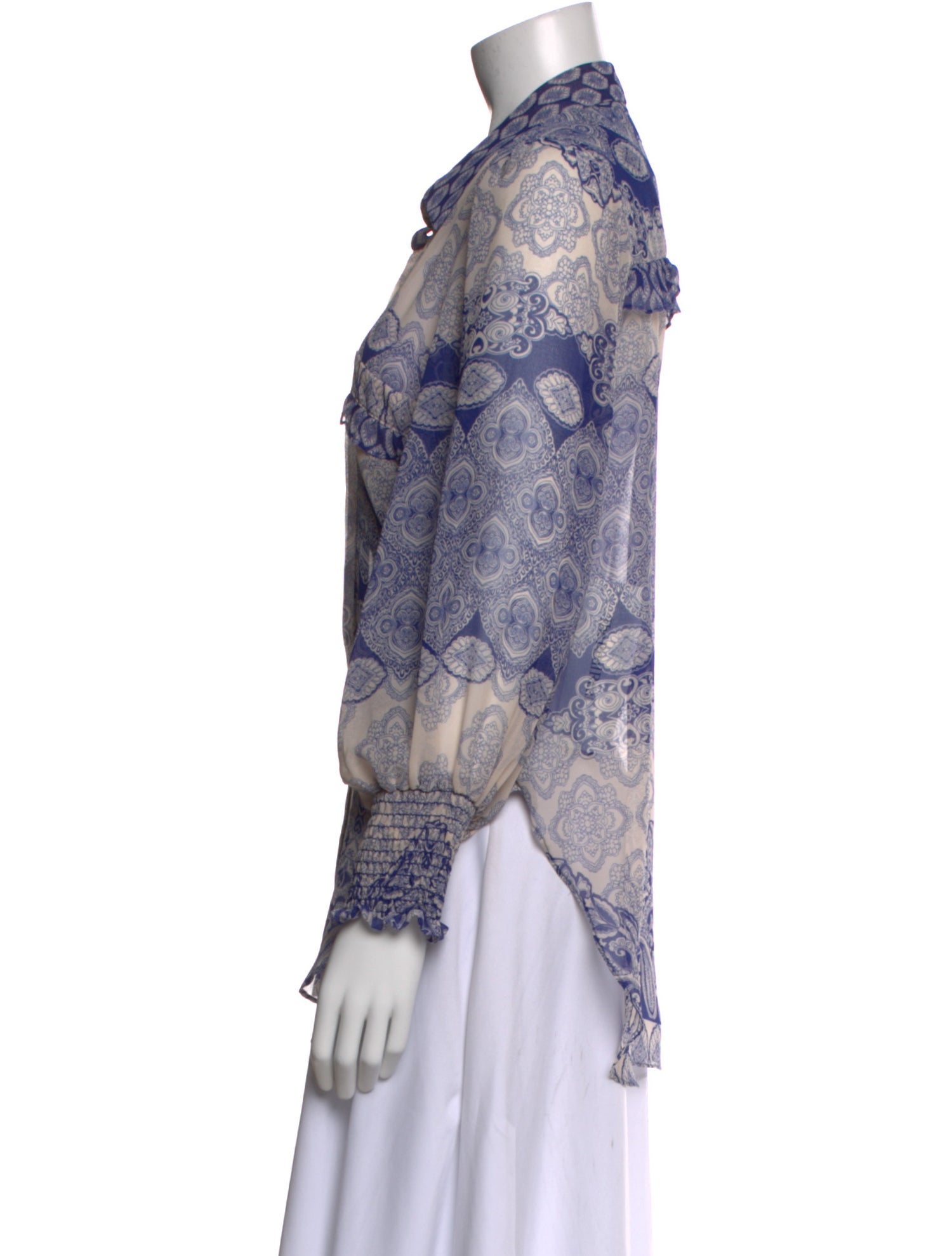 MISA Los Angeles Printed V-Neck Blouse