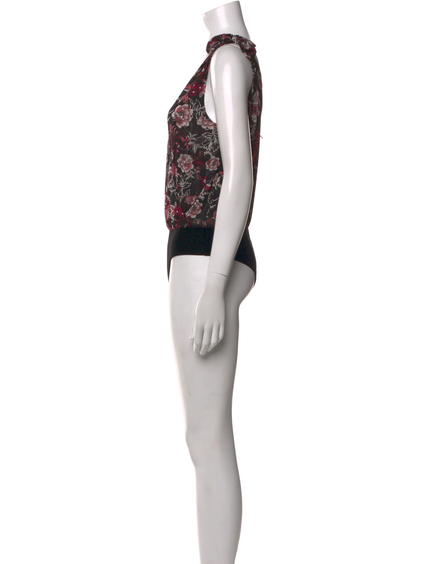 MISA Los Angeles Floral Print V-Neck Bodysuit