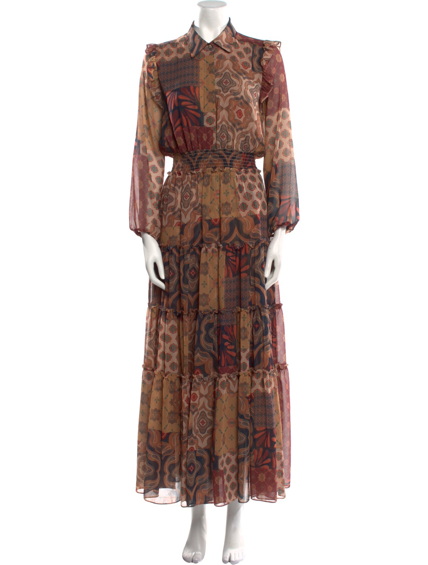 MISA Los Angeles Paisley Print Long Dress
