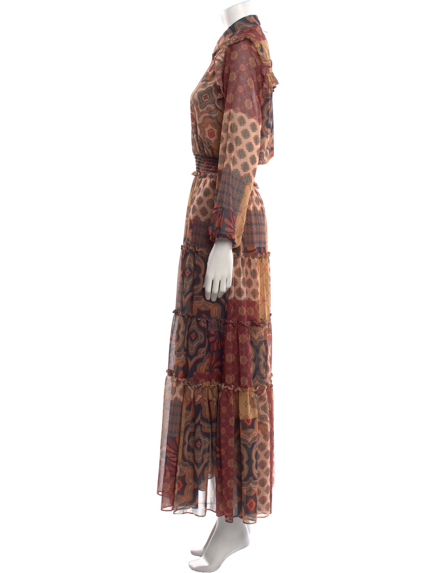 MISA Los Angeles Paisley Print Long Dress