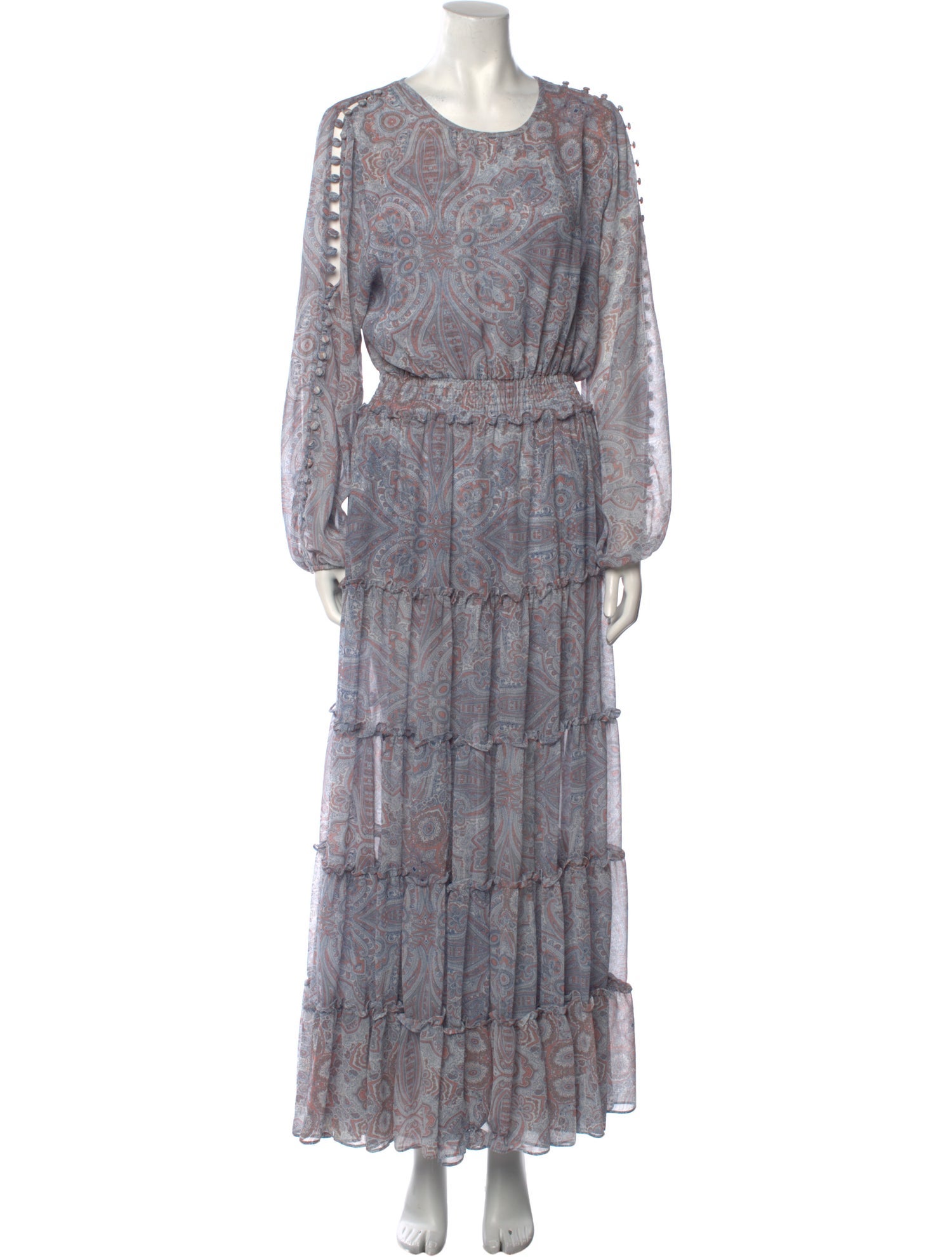 MISA Los Angeles Paisley Print Long Dress