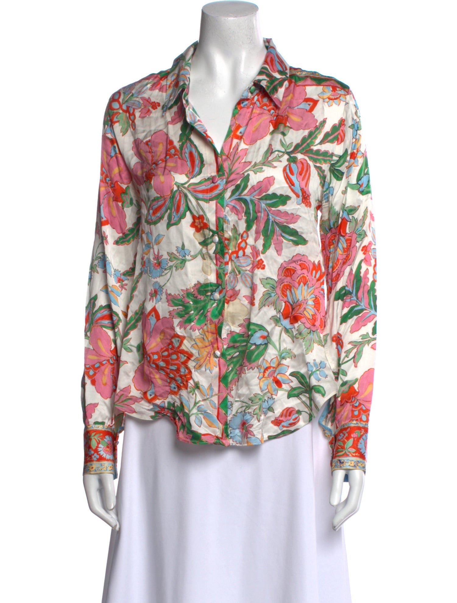MISA Los Angeles Floral Print Cowl Neck Blouse