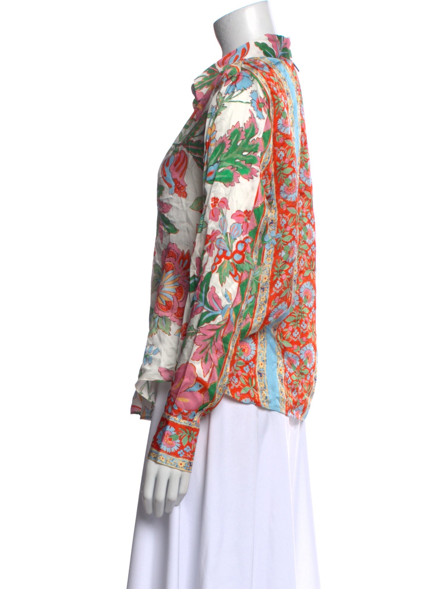 MISA Los Angeles Floral Print Cowl Neck Blouse