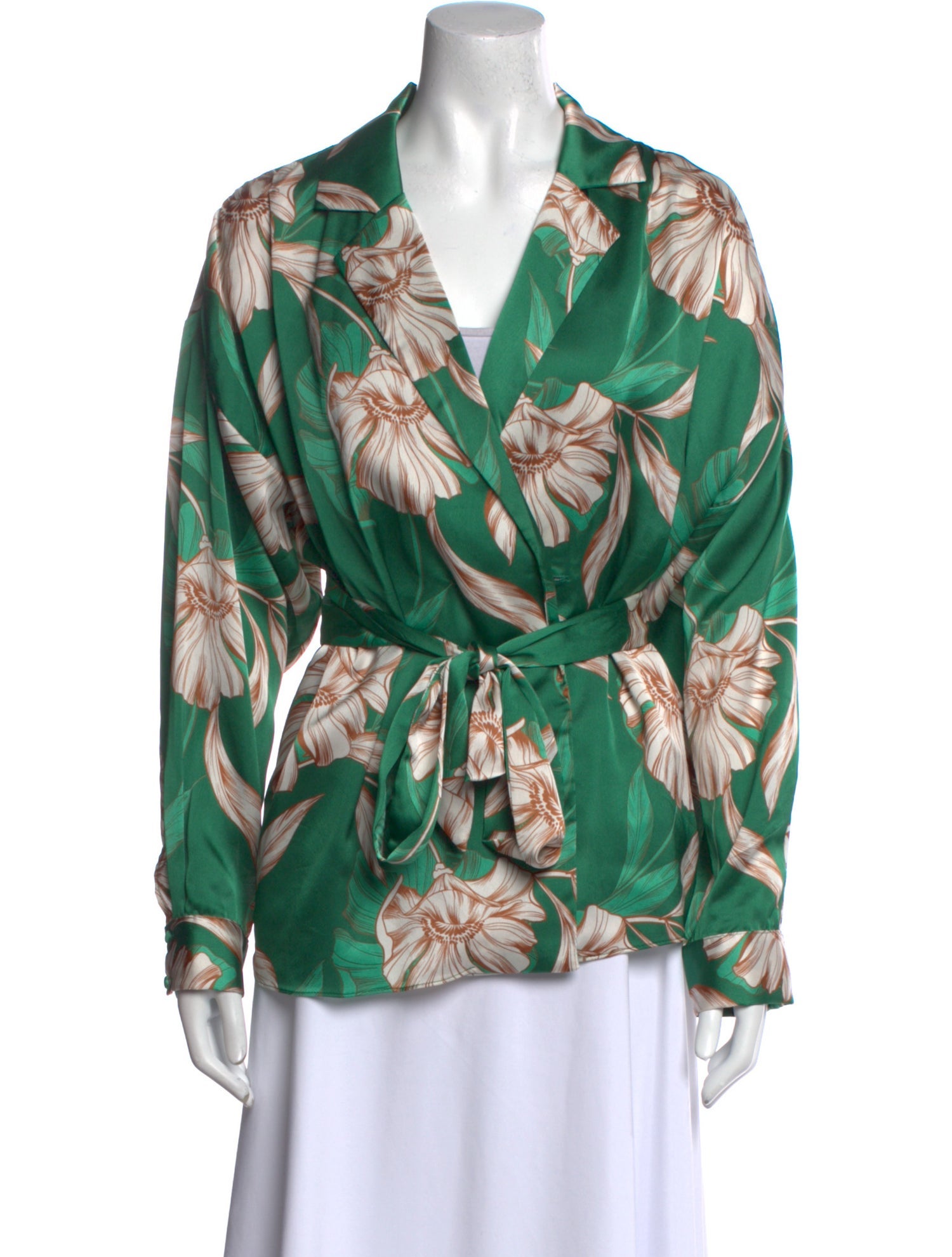 MISA Los Angeles Floral Print V-Neck Blouse w/ Tags