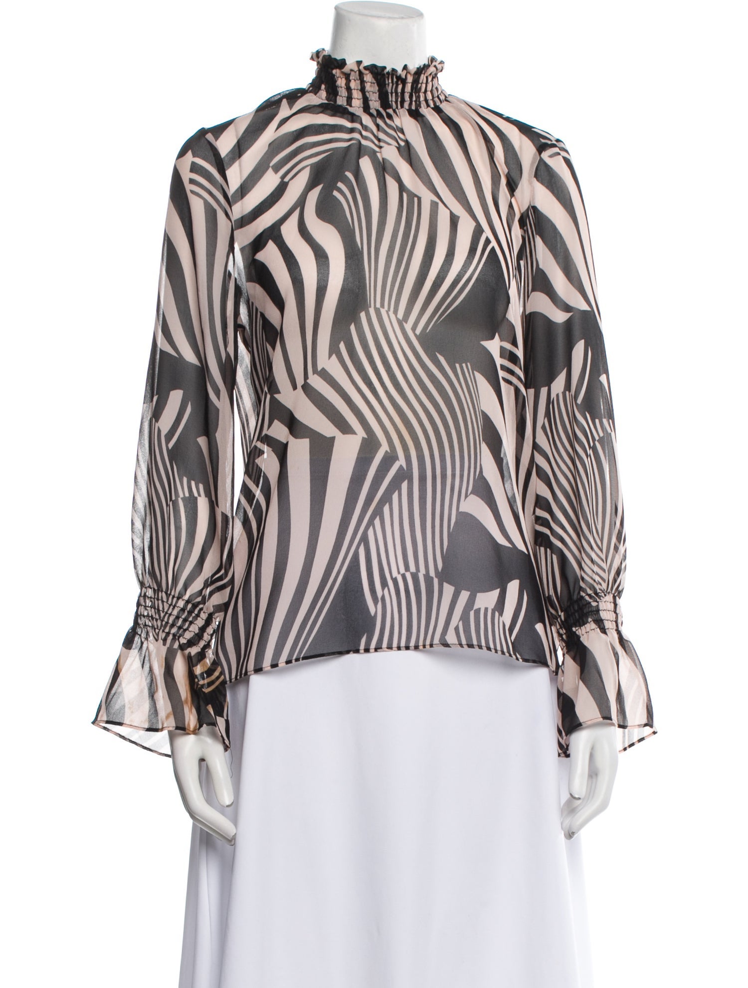 MISA Los Angeles Printed Mock Neck Blouse