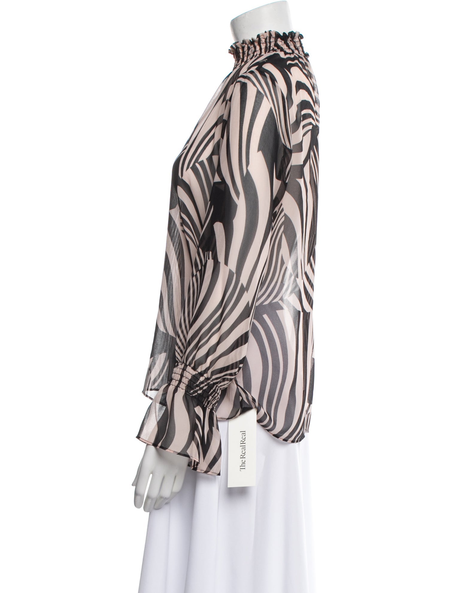 MISA Los Angeles Printed Mock Neck Blouse