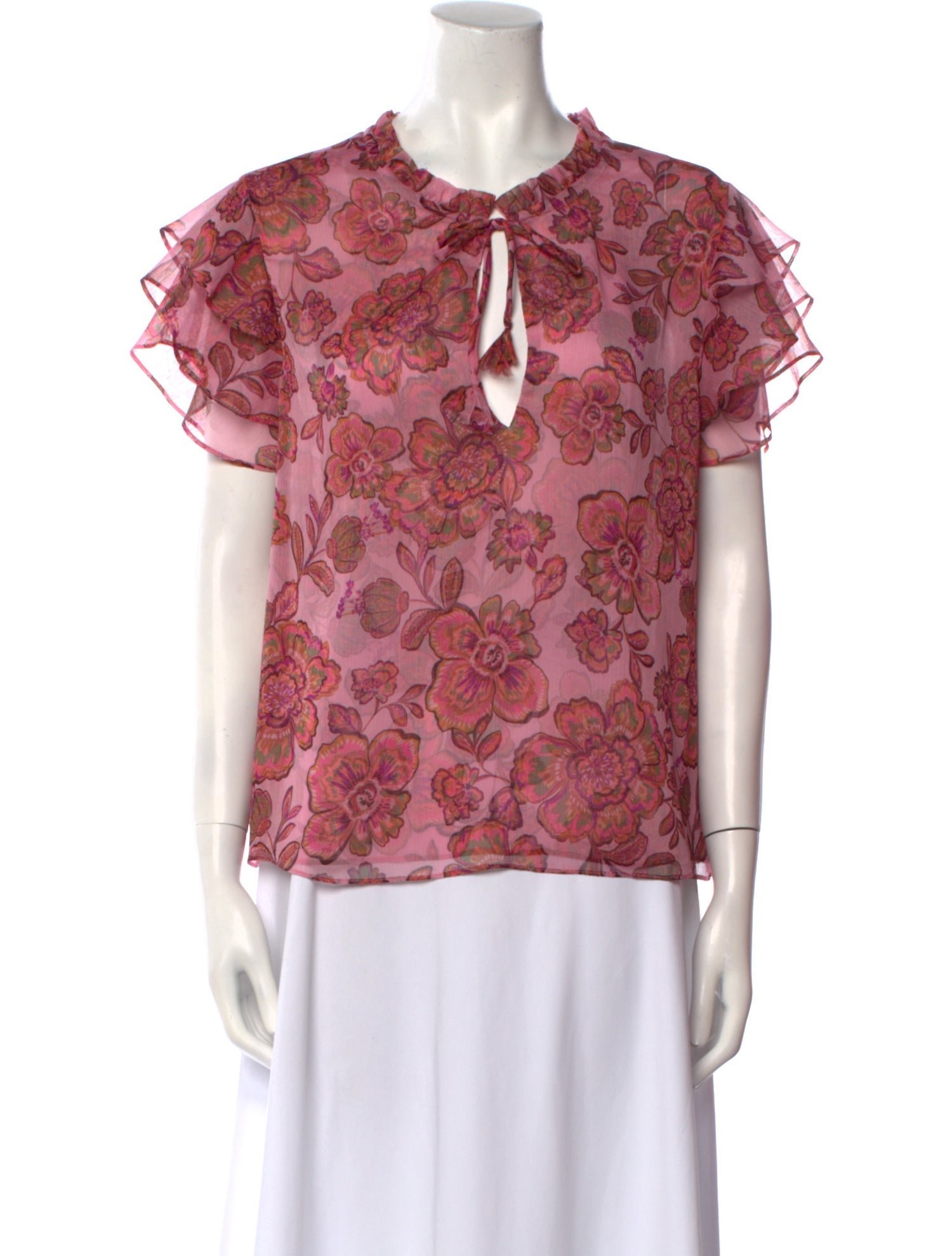 MISA Los Angeles Printed V-Neck Blouse