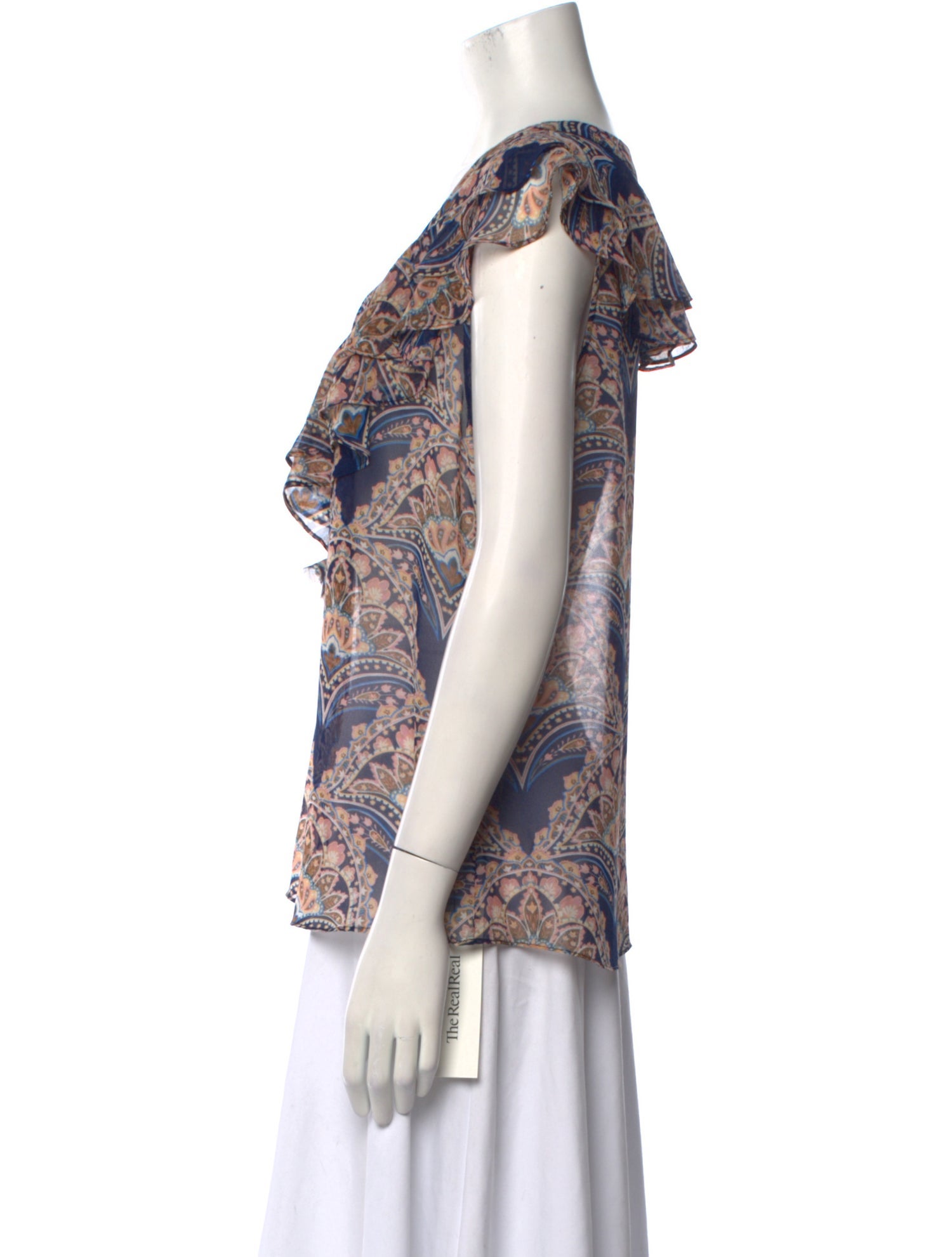 MISA Los Angeles Printed V-Neck Blouse