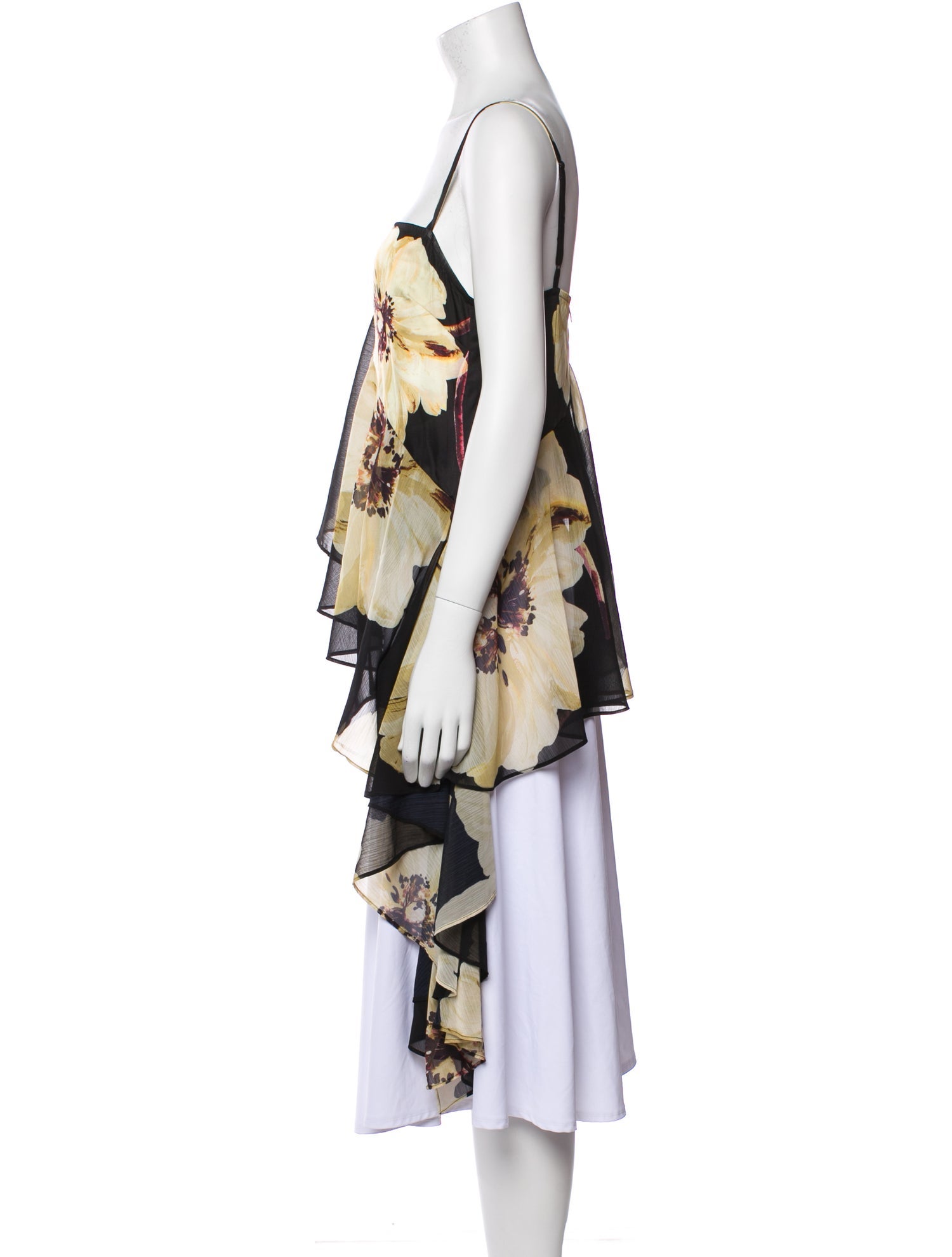 MISA Los Angeles Floral Print Square Neckline Crop Top