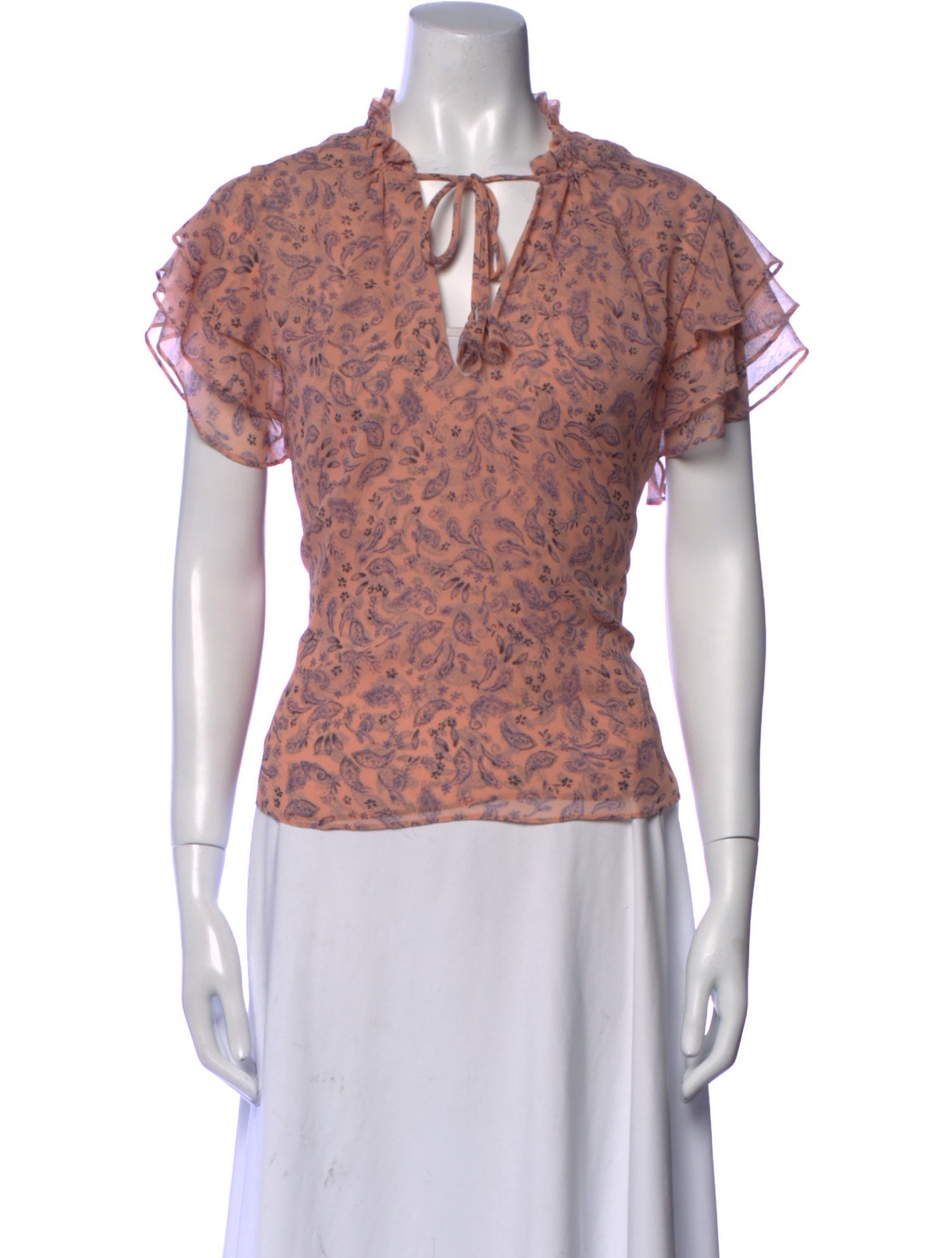 MISA Los Angeles Paisley Print V-Neck Blouse