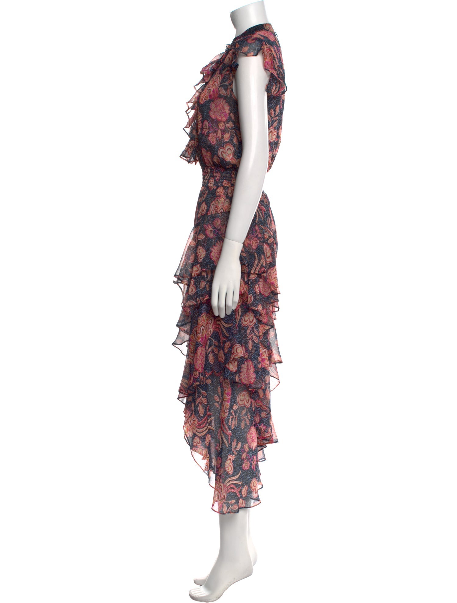 MISA Los Angeles Floral Print Midi Length Dress
