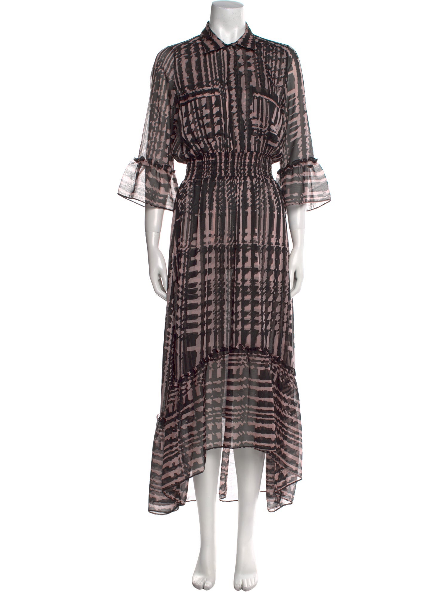 MISA Los Angeles Plaid Print Long Dress