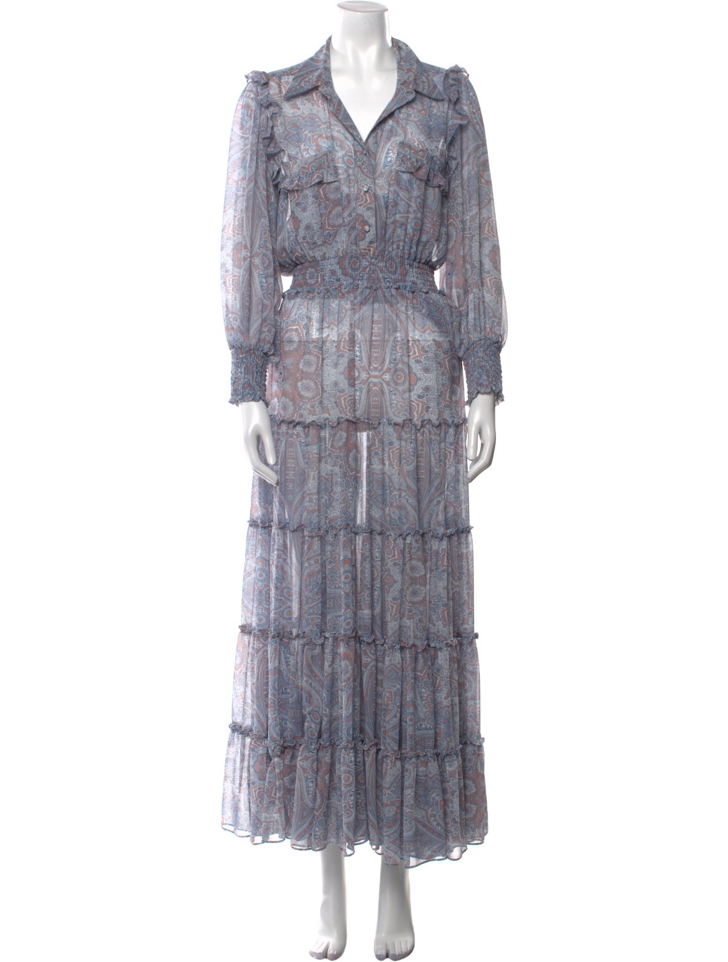 MISA Los Angeles Paisley Print Long Dress