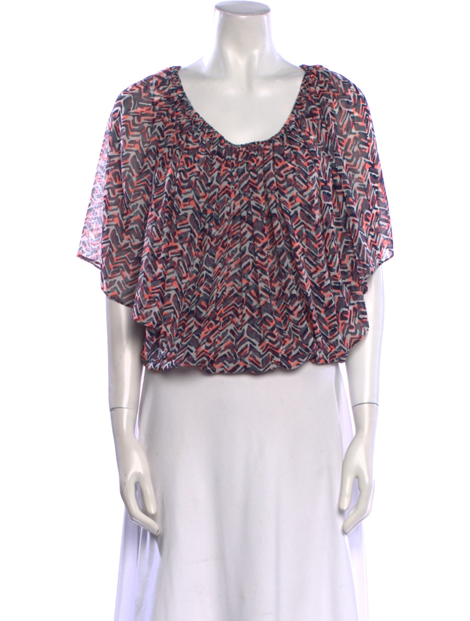 MISA Los Angeles Printed Scoop Neck Crop Top