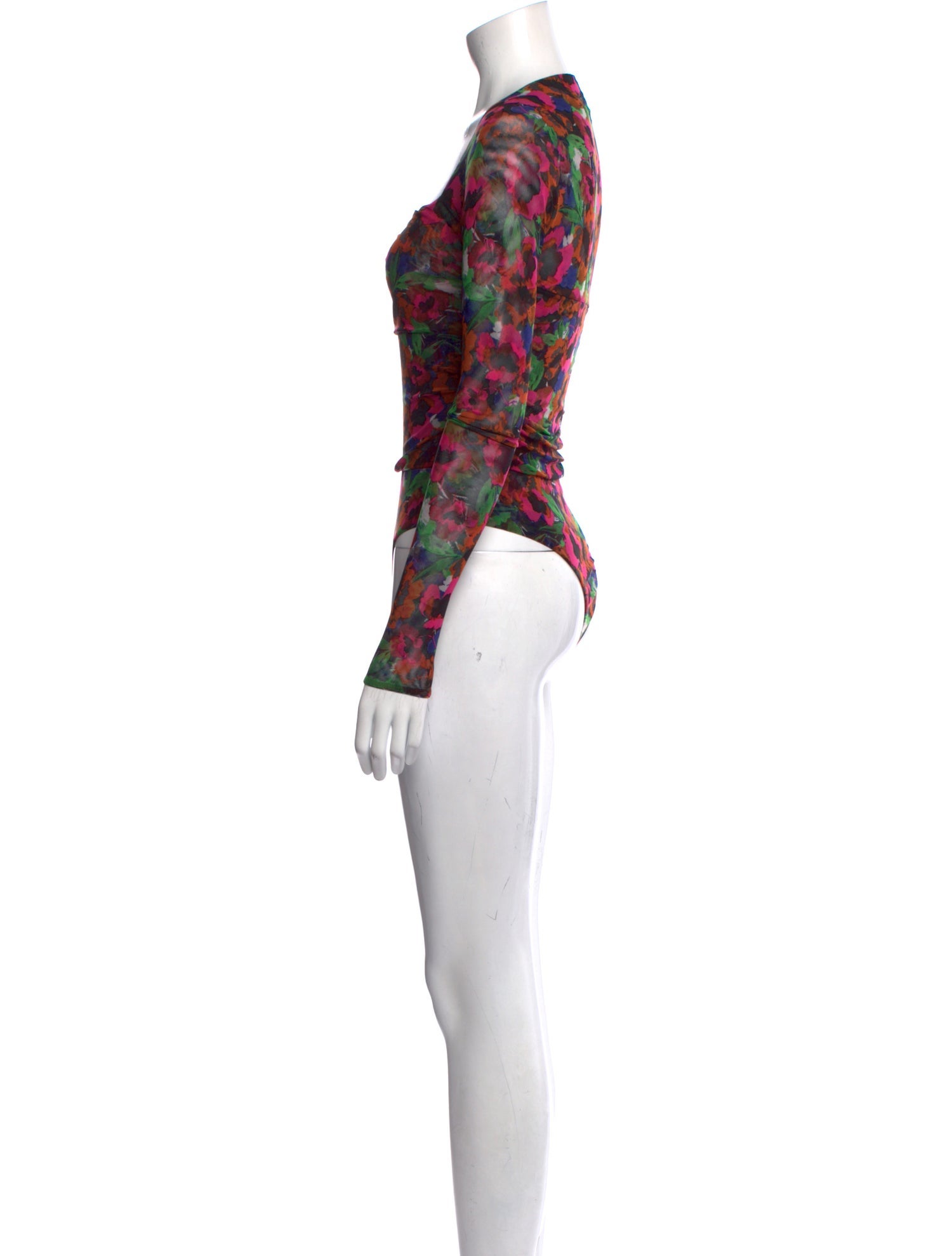 MISA Los Angeles Floral Print Square Neckline Bodysuit