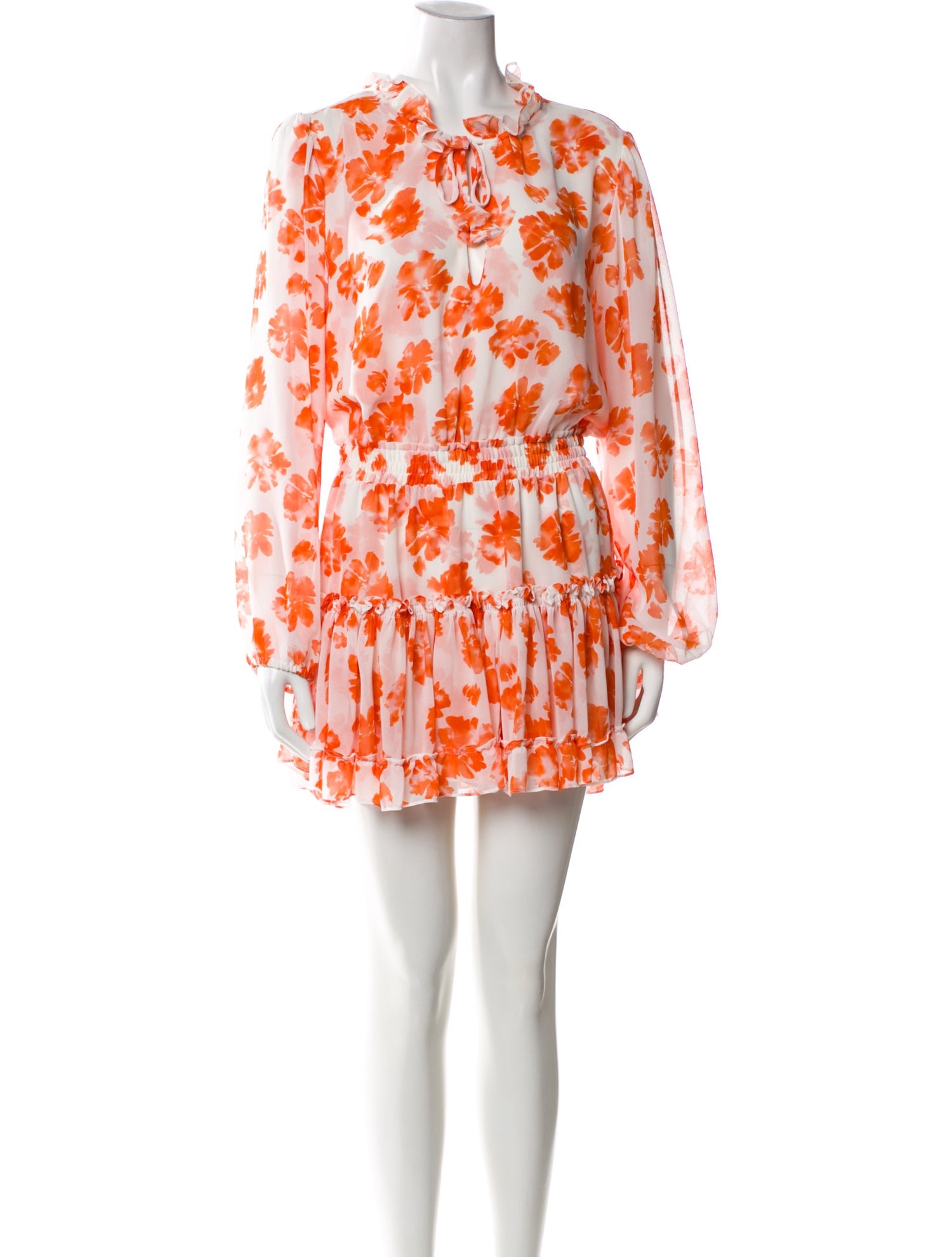 misa orange dress Abstract Orchid Chiffon / XS