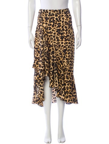 Pre-owned Misa Animal Print Midi Length Skirt In Brown
