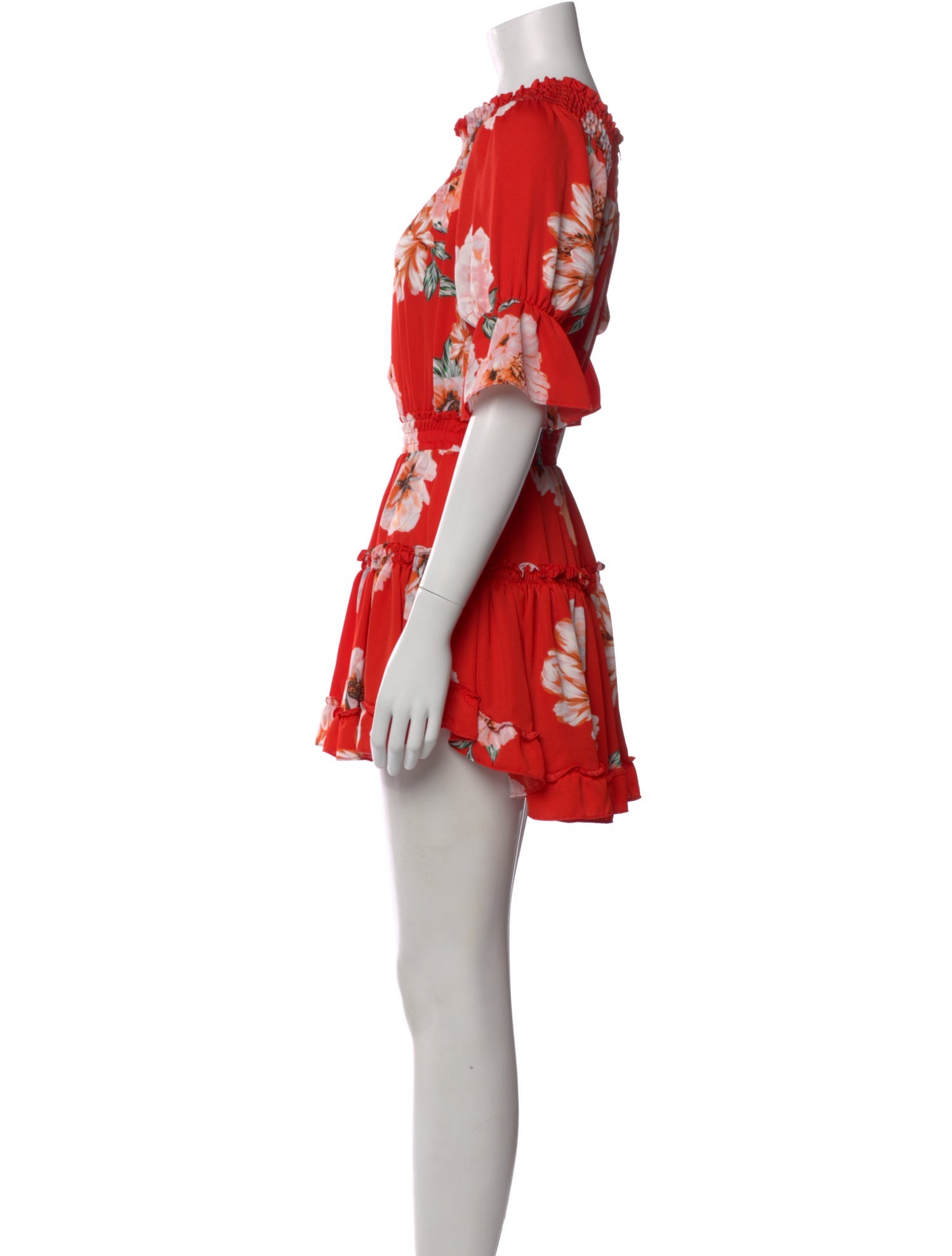 misa los angeles red dress MISA LOS ANGELES Leza Ruched Knot Front Mini Dress