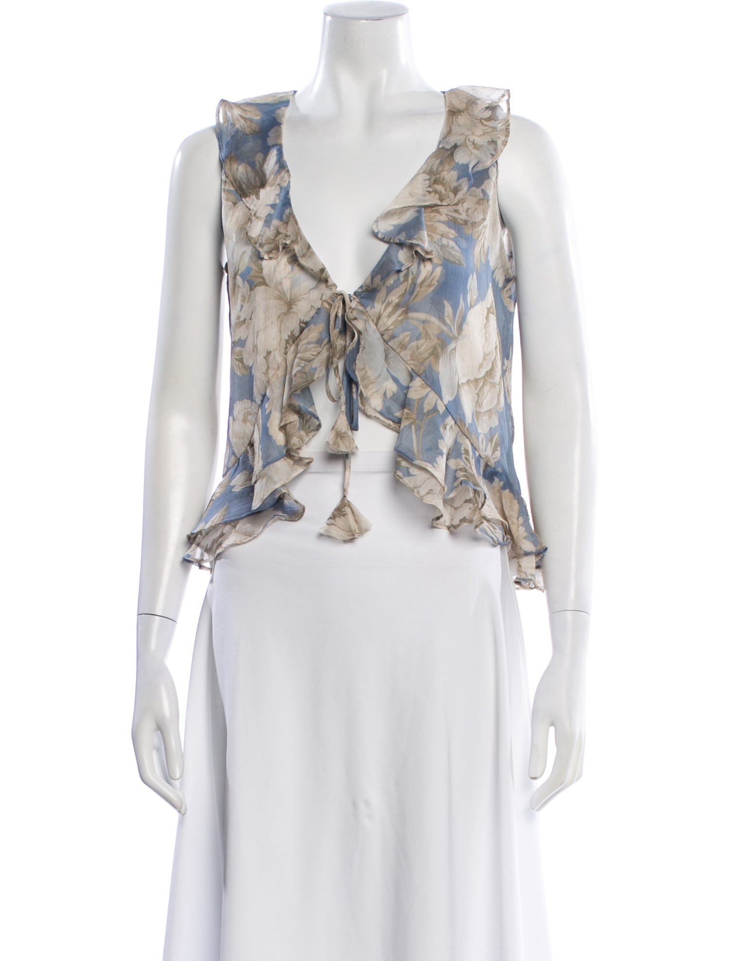 MISA Los Angeles Floral Print V-Neck Blouse w/ Tags