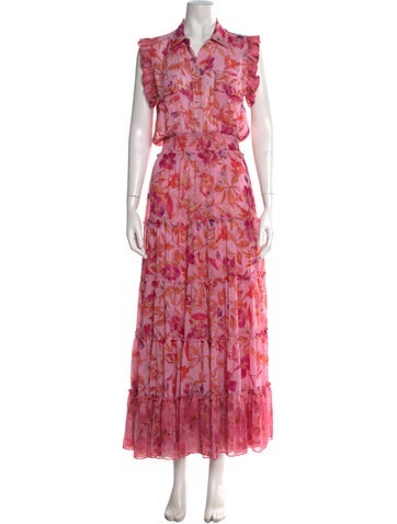 Pre-owned Misa Floral Print Long Dress