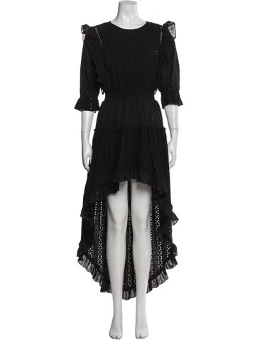 Pre-owned Misa Printed Long Dress In Blue