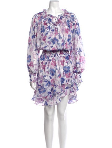 Pre-owned Misa Floral Print Mini Dress In Purple